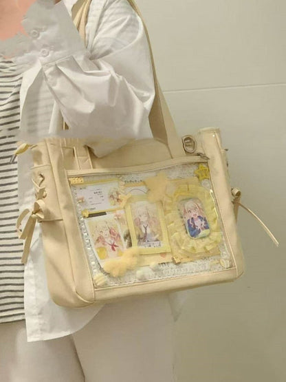 Tote Colors Accents Bag Side Tie 8 Ita with PU Bow