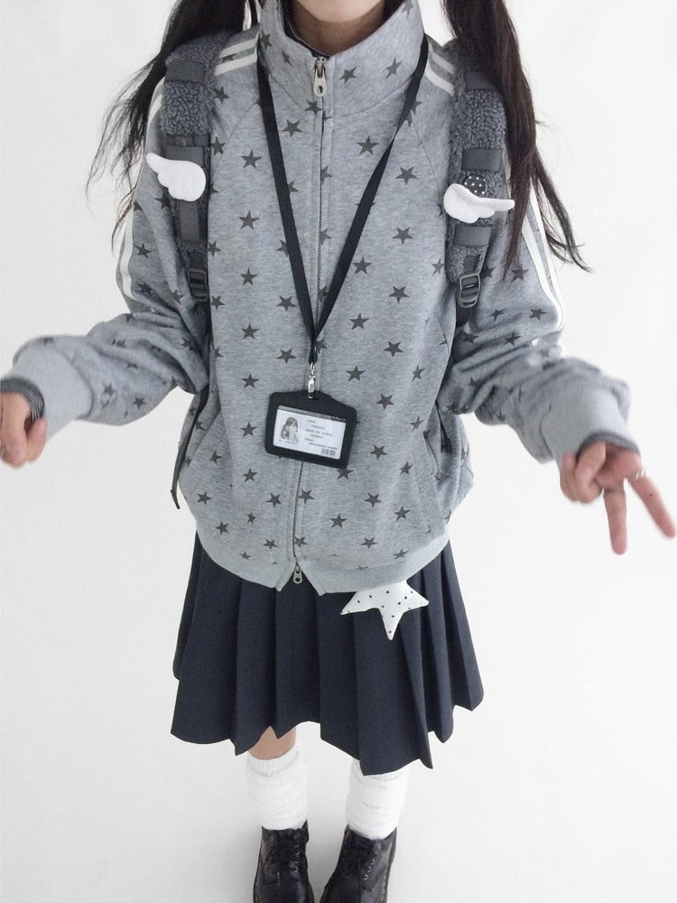 Grey - Jacket Print Star Y2K