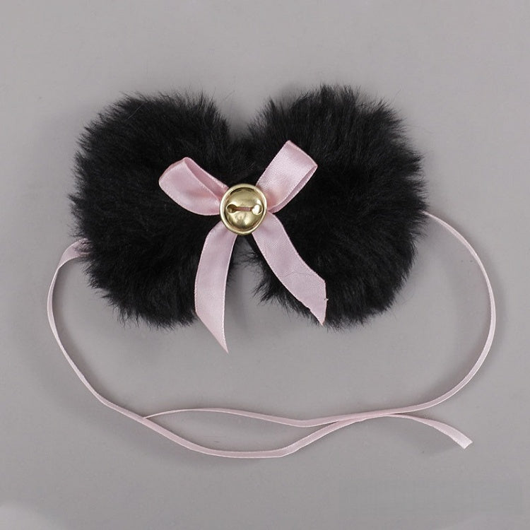 Bell Decorated Plush White/Black Bow Tie