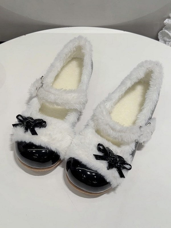 Star Flat Bow Sweet Accents Black with Shoes Lolita Snap