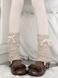 Ribbed Pom-Pom Khaki Warmers with Style) Cozy Accents (Sweet Leg Bow