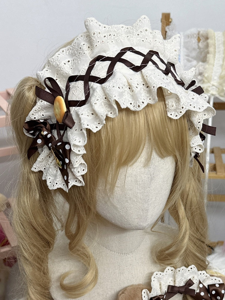with Ruffled Sweet Biscuit Hairband Decorations White Lolita