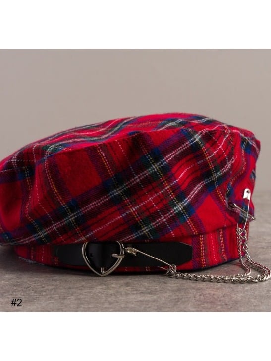Punk Red & Blue Plaid Beret - Strange Sugar