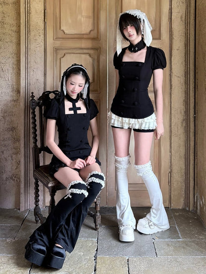 Solid Black Tiered Ruffle Skort - Damn Girl