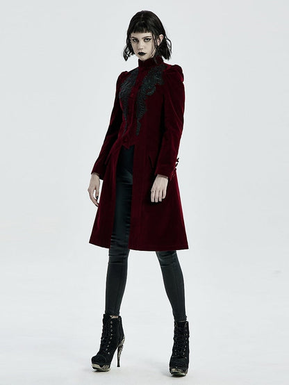 Length Mid Coat Goth Red