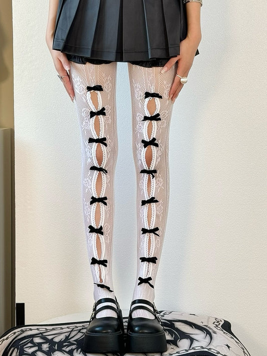 Design Y2K Options Tights Color Cut-out Bowknot 4 Details