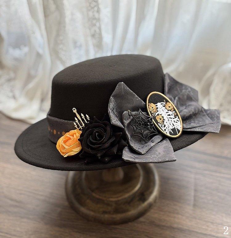 Printed Gothic with Lolita Web Bowknot / Hat Spider Patterned