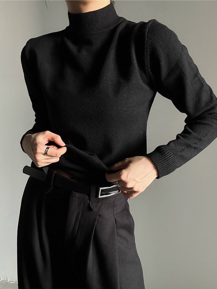 Fit Ouji Black Slim Sweater Long-Sleeve Lolita Turtleneck Unisex