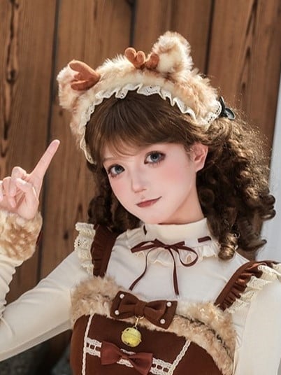 Coffee Plush KC with Adorable Deer Ears and Antlers