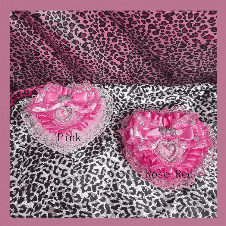 in Lace Hime Jewelry Pink/Rose Showa-Style Gyaru Box Red with Ruffled Heart