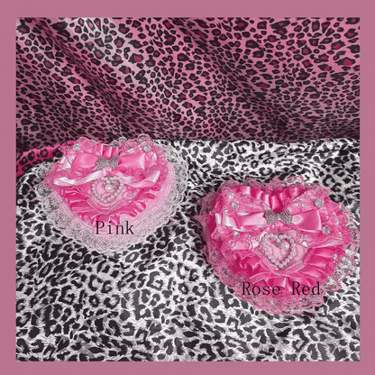 in Lace Hime Jewelry Pink/Rose Showa-Style Gyaru Box Red with Ruffled Heart