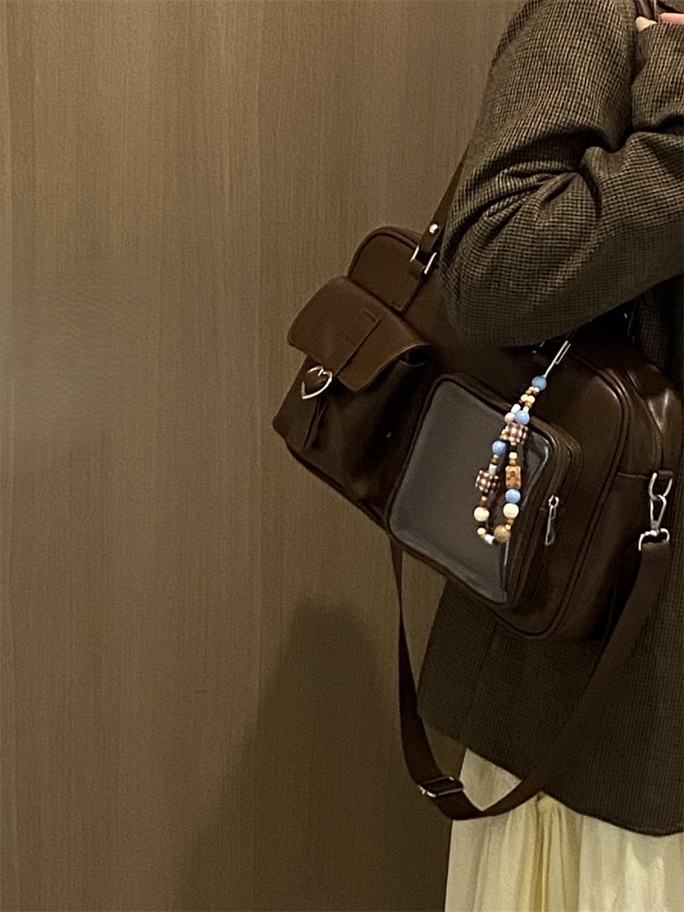 Bag Heart Brown with Decorated Ita Crossbody/Shoulder Buckle