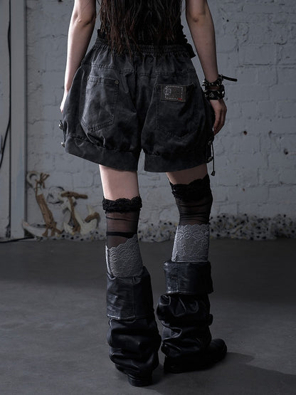 ダークフォールドオーバーウエスト フェードウォッシュ ヴィンテージ レースアップ グレー