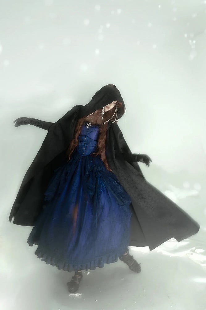 Dark Blue Cathedral Empire Waist Dress Gothic Lolita JSK