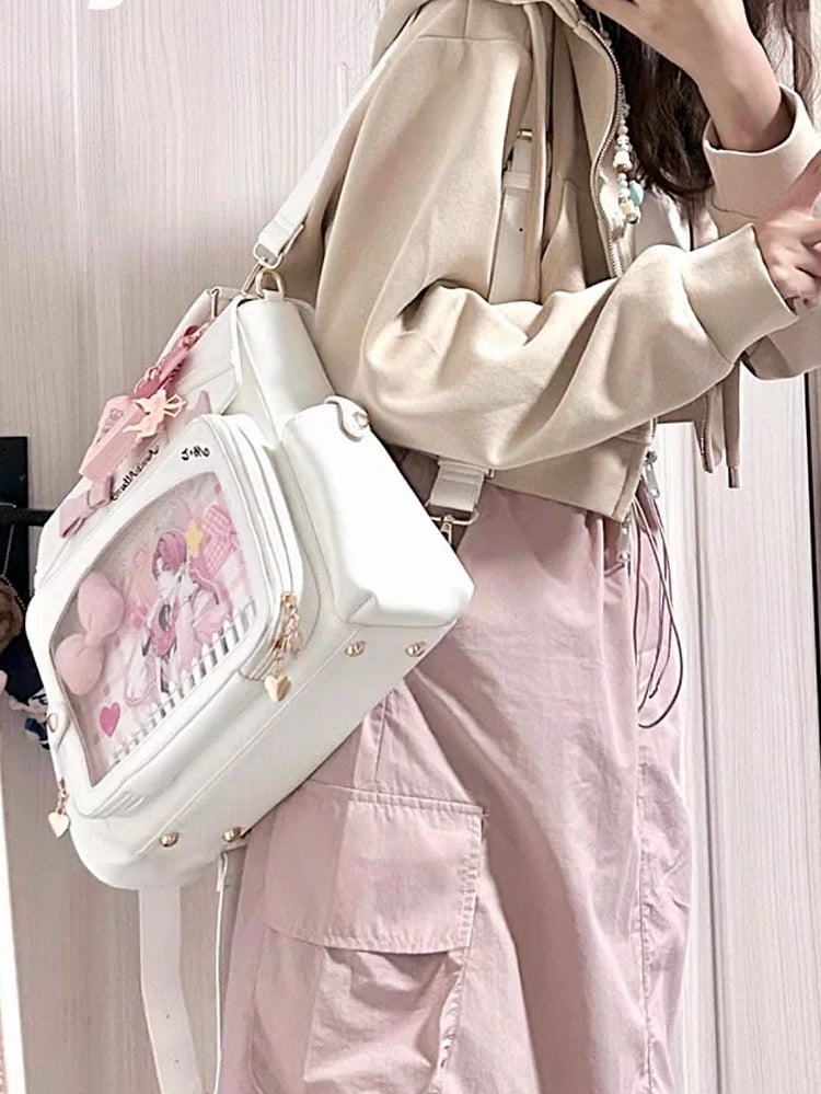 With And Detail Display Transparent Ita Bow Bag Window 2-Way White
