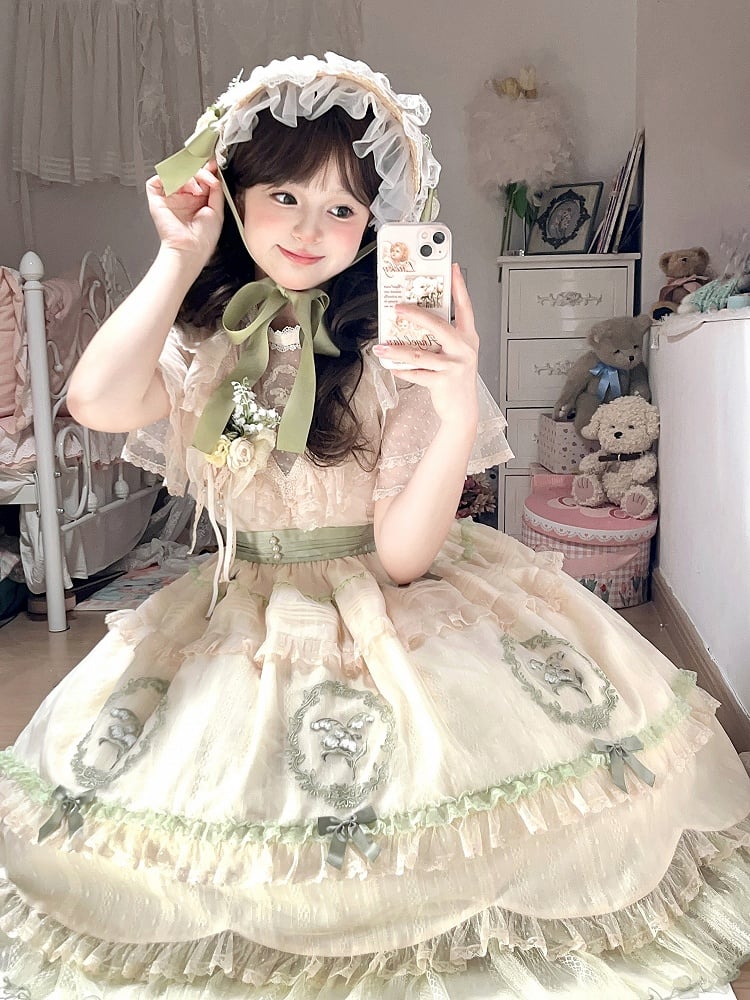 der Stickerei Voll Elegant Lily Neck Rock / von OP Lolita Kleid Set Valley Classic Edward