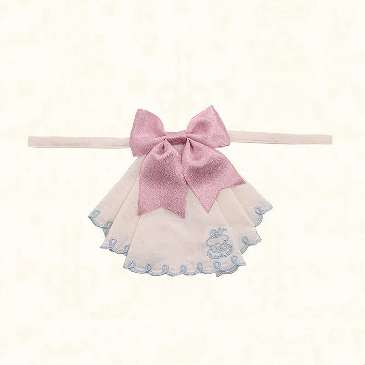 / Pink Brown Bowknot Red Jabot Tie