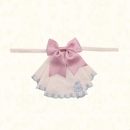 / Pink Brown Bowknot Red Jabot Tie