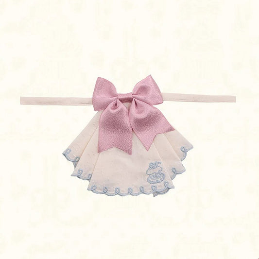 / Pink Brown Bowknot Red Jabot Tie