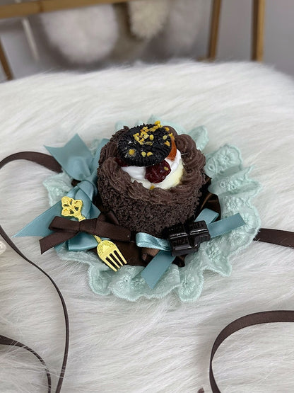With 3 Options Sweet Mini Cake Hat Clips Lolita Chocolate Color