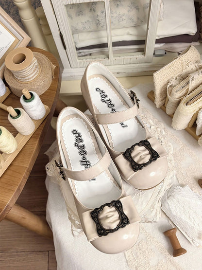 Top Bow Mary PU at Classic Beige - Janes Picture Elegant Lolita Frame Design