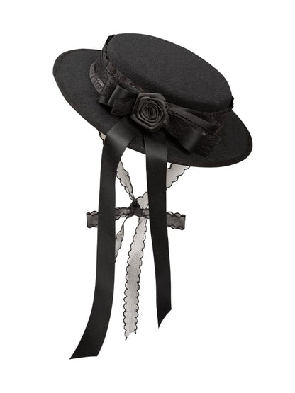 Black Flower Elegant Hat Decorated Bowknot