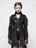 Black Punk Rubberized Faux Leather Windbreaker