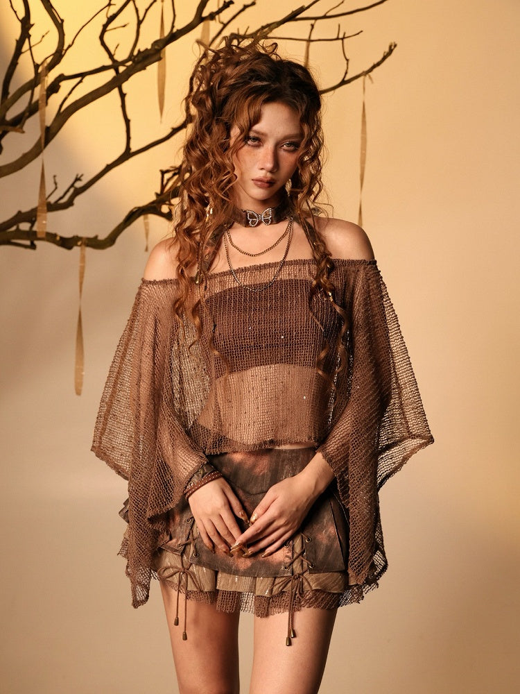 Asymmetric Mesh Cover-Up with Butterfly Choker - Virtual Orbit