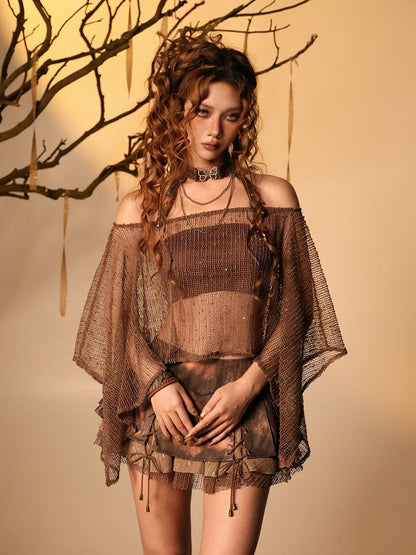 Asymmetric Mesh Cover-Up with Butterfly Choker - Virtual Orbit