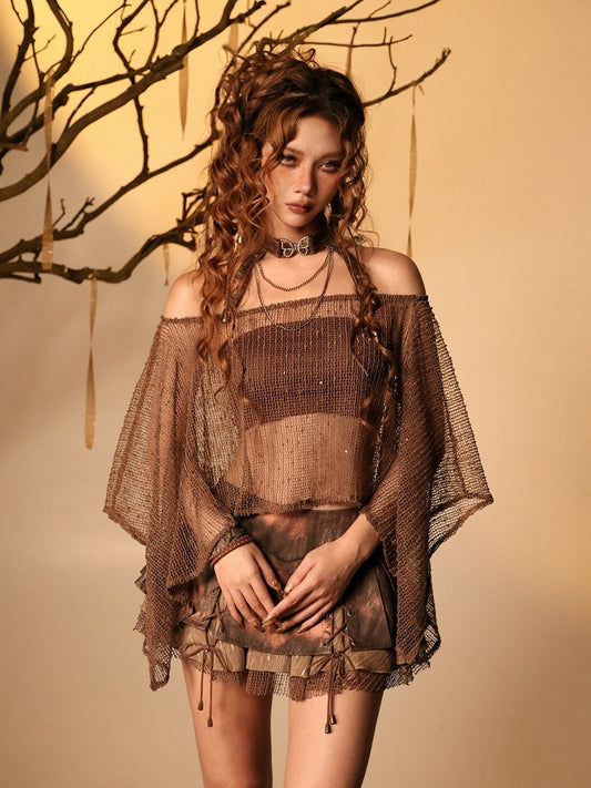 Asymmetric Mesh Cover-Up with Butterfly Choker - Virtual Orbit