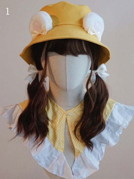 Options 2 Bowknot Yellow Bucket Details Hat