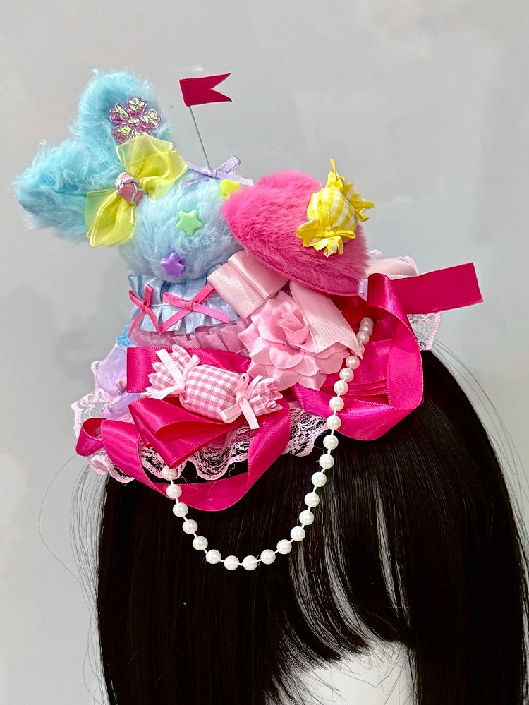 Colorful Mini Hat Candy Bowknot Charm Details Beaded