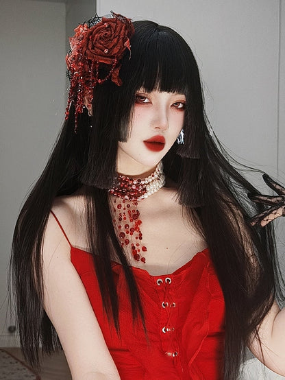 黒姫カットロングストレート合成ウィッグ