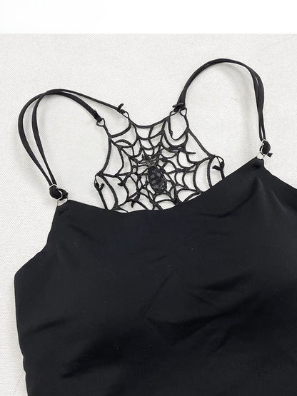 Detail Top Cami Glamorous Black Bittersweet Spiderweb