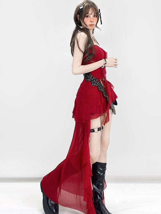 Black PU Multi-Eyelet Belt Waist