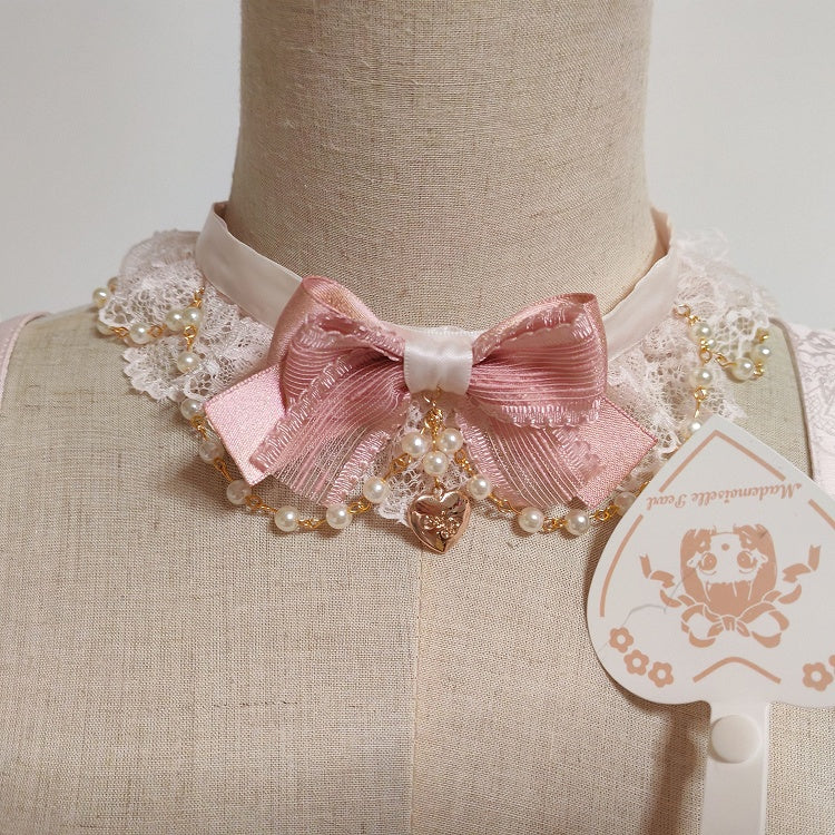 Lace Choker 3 Lolita Options Sweet with Bead Color Bowknot Chain