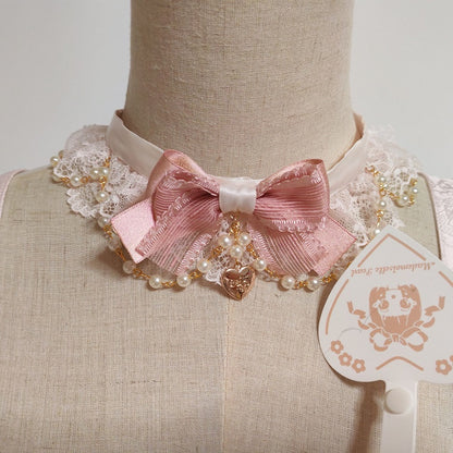 Lace Choker 3 Lolita Options Sweet with Bead Color Bowknot Chain