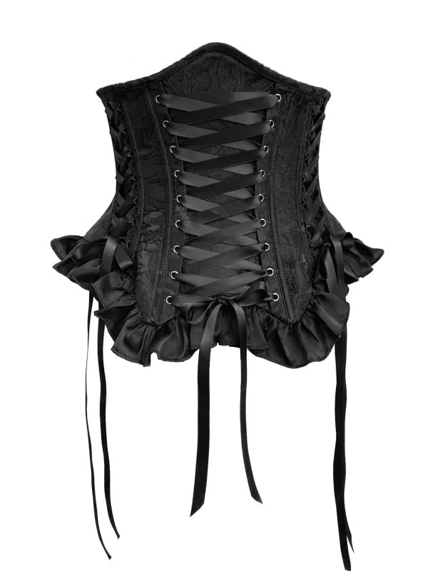 Lolita Lace-up Black Details Gothic Boned Corset