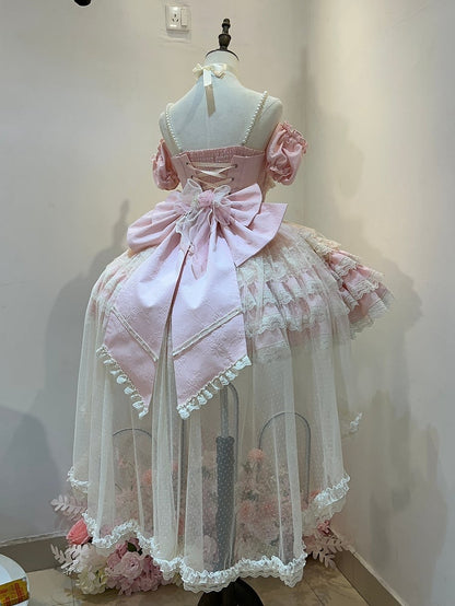 Fairy Hem Flower Hanayome Skirt Dress Jumper Princess Tiered Pink Lolita