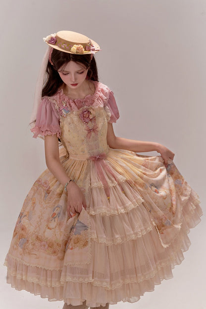 and Yellow Farm Print Sunflowers Jumper Sweet Skirt Lolita Ducks