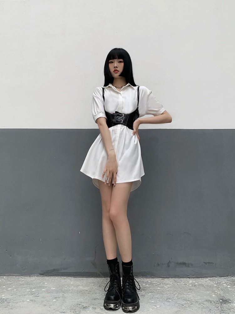 Black PU Buckle Corset Belt