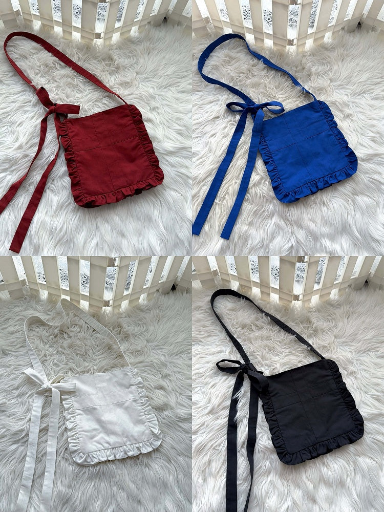 Black / White / Blue / Red Ruffle Crossbody Bag - Blossom Herald