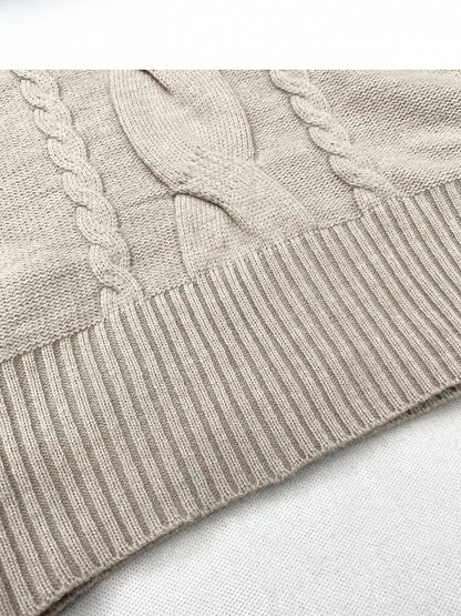 Batwing Sleeve Sweater Design Plush Neck Turtle - Cuff Beige