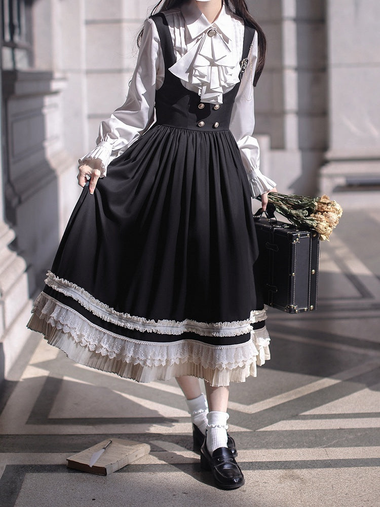 White Bishop Sleeves Blouse Details with Pleating