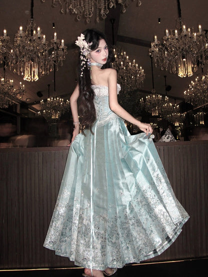 Mamian Skirt Mint Blue Hanfu Traditional - San Sheng Du