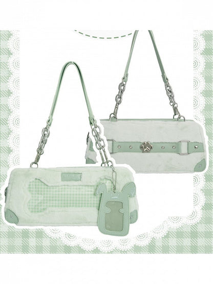 Green Plush Transparent Ita Bag with Puppy Charm - Daylight