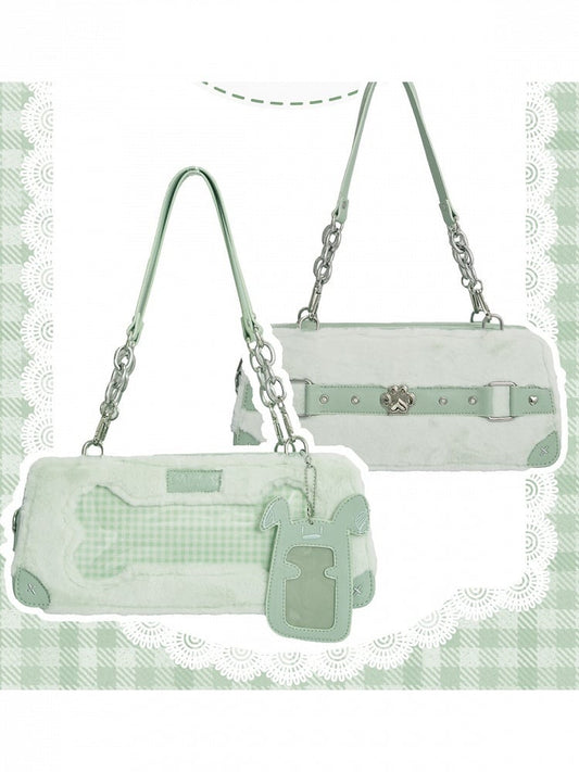 Sac Ita Vert en Peluche Transparente avec Pendentif Chiot - Lumière du jour