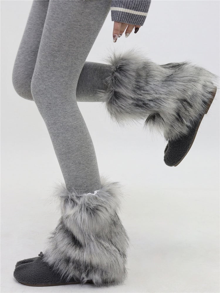 Gray Faux Fur Leg Warmers 20cm - AY To films