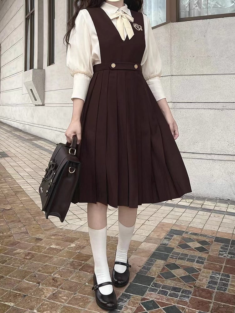 Leg-of-Mutton Yellow Creamy Sleeves Chiffon Shirt