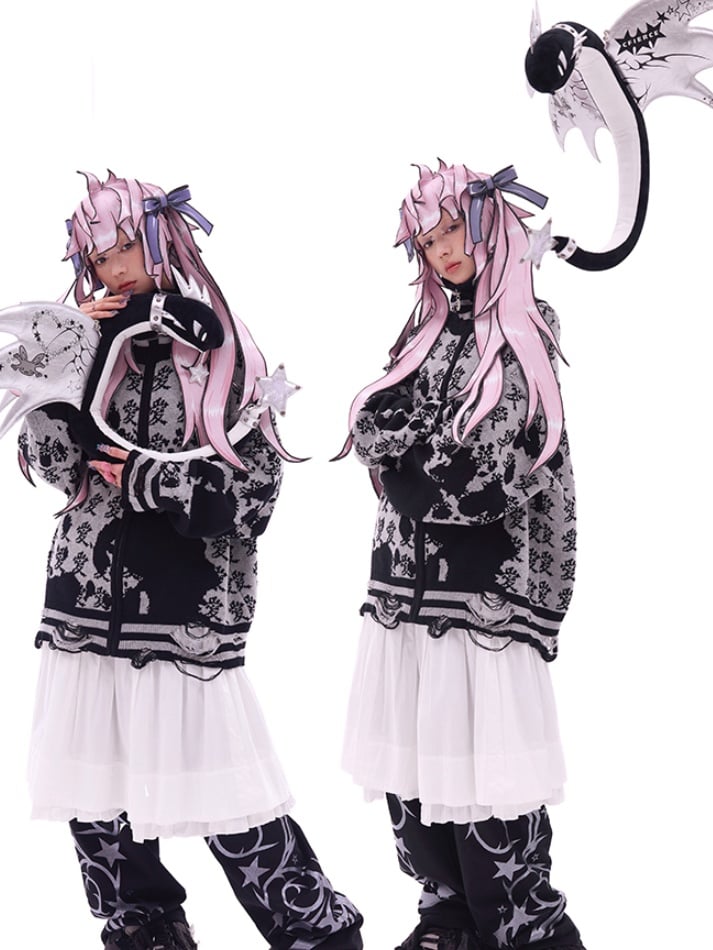 Black/Pink Bow Double Ponytail Cartoon Hat